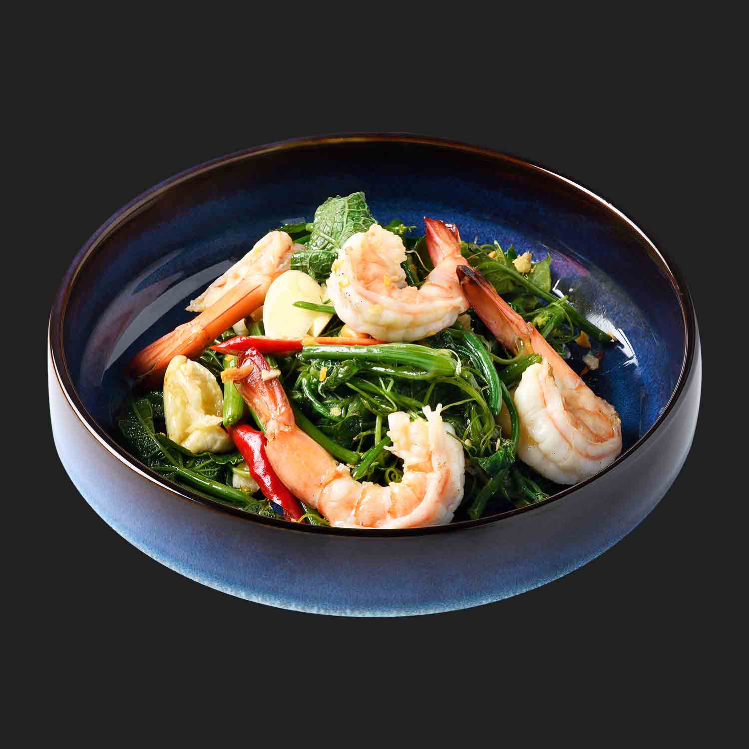 ยอดมะระหวานผัดกุ้ง